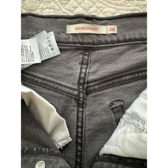 Levi's Wedge Straight button fly high rise black/grey jeans, sz 28 - Picture 4 of 7